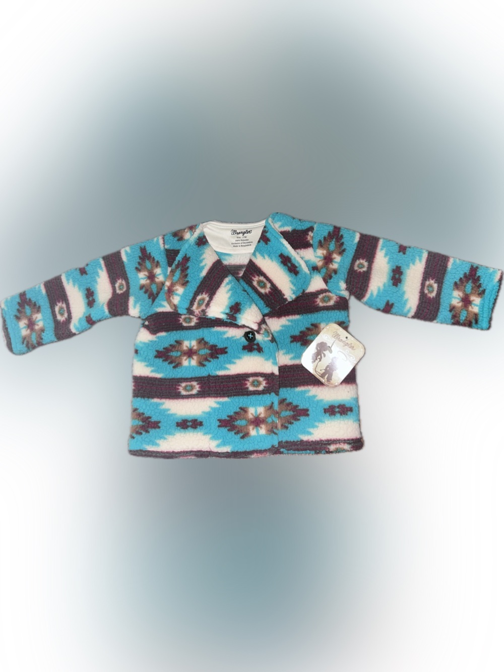 Wrangler Infants Sherpa Southwestern Turquoise Brown Aztec Print Jacket Coat 12m